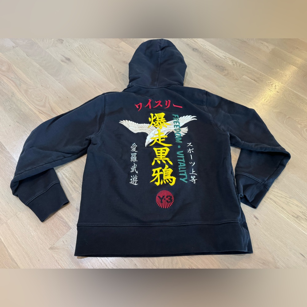 Y-3 ADIDAS YOHJI YAMAMOTO Back Embroidered Black Hoodie sweatshirt medium RARE